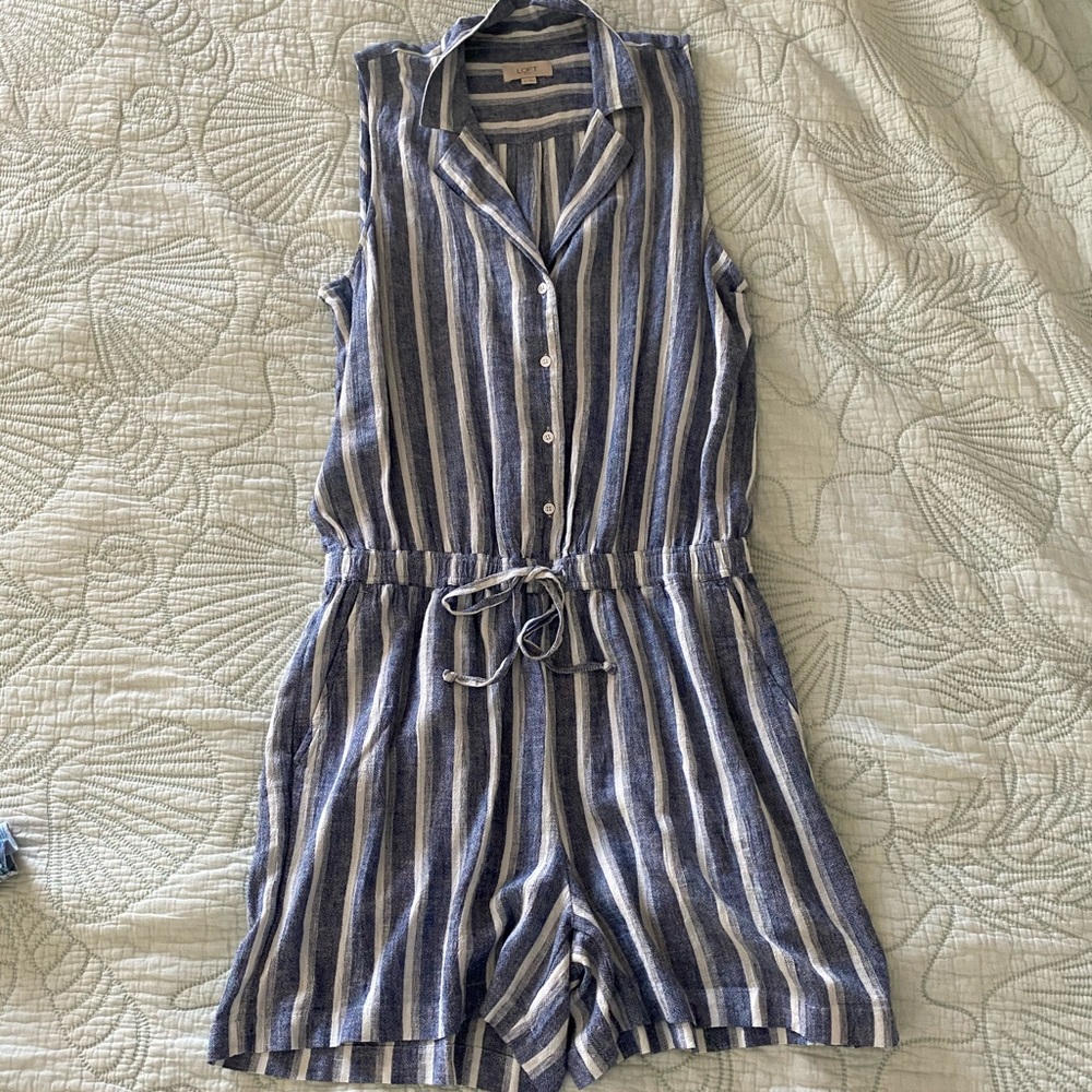 LOFT outlet Blue/White Romper